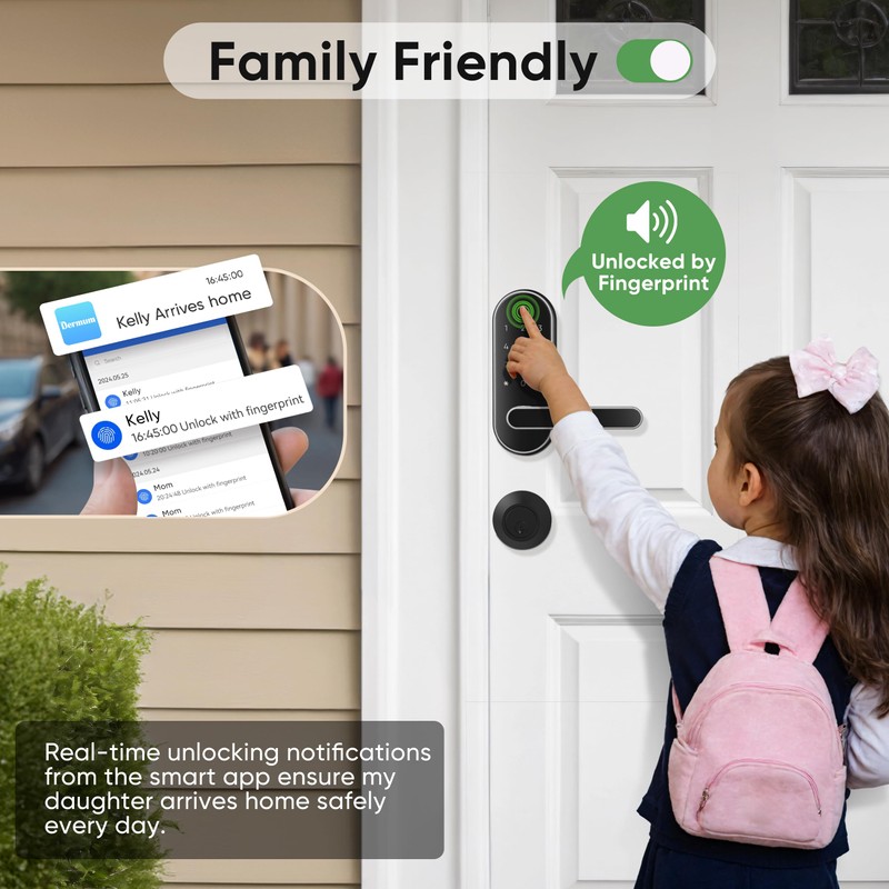 Keyless Entry Fingerprint Digital Smart Lock with Handle & Keypad: