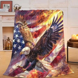 Eagle Blanket American Eagle Flag Fleece Throw Blanket Fuzzy Plush Super Soft Warm Bald Eagle Decor Stuffed Animal Blanket Gifts for Boys Girls Kids Adult Men Women 40"x50"