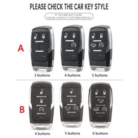 ontto luminous car key fob cover fit for Dodge RAM 1500 2500 TRX 4500 5500 2019-2022 for Chrysler for Grand Cherokee key holder Metal Smart Shell case keyring keychain Accessories 5 buttons Black B