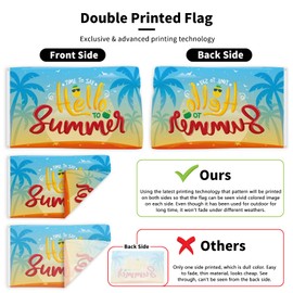 Probsin Hello Summer Flag 3x5 Ft Decorations Beach Sea Backdrop Tropical Party Supplies Hawaiian Coconut Trees Pineapple Starfish Ocean Poster Wall Decor for Outdoor Indoor Garden Room Kids House Home