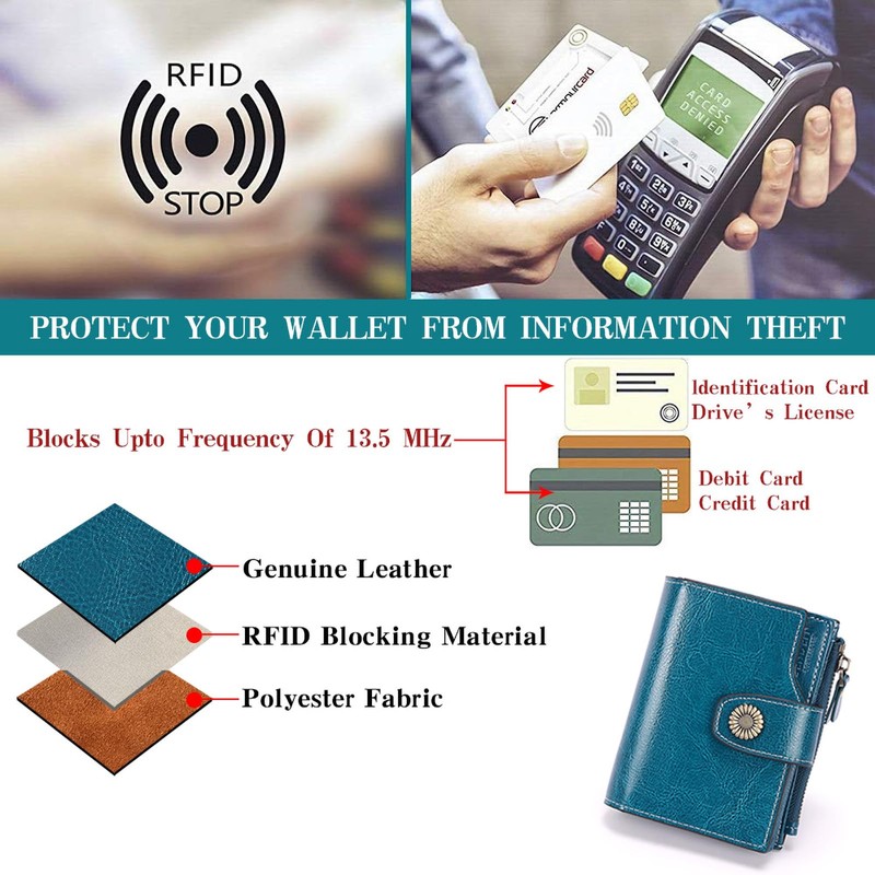 SENDEFN Small Women Wallet Genuine Leather RFID Blocking Bifold Small