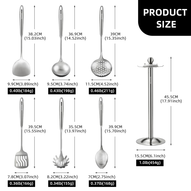 MAXCOOK Cooking Utensils set, 18/8 Stainless Steel Kitchen Utensils set,