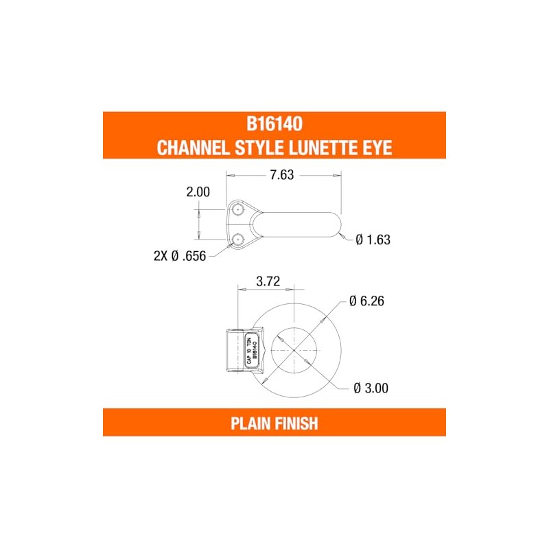 Buyers Products B16140 Plain Finish Forged Steel Tow Eye, 3"