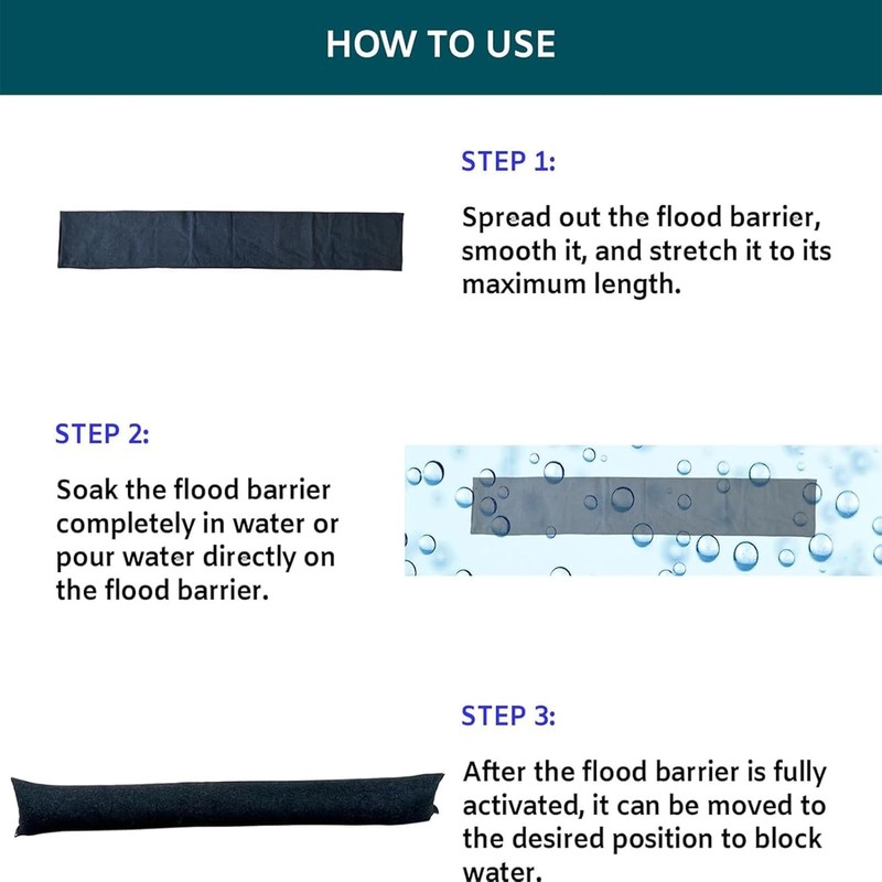 Water Activated Flood Barriers, Sandless Sandbag for Rain Water Control,