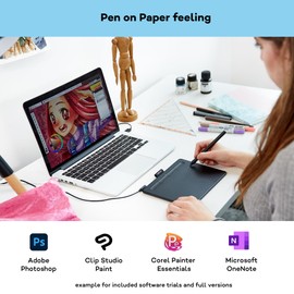 Wacom Intuos Small Zeichentablett - Tablet zum Zeichnen & zur Fotobearbeitung mit druckempfindlichem Stift schwarz - Ideal für Home-Office & E-Learning