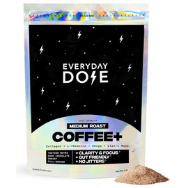 Bold Medium Roast Mushroom Coffee with Collagen, Chaga, Lion's Mane & L-Theanine – 90mg Caffeine per Serving for Focus, Energy, Skin, Digestion & Immunity – 30 Servings