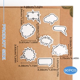 90 Pcs Thought Cloud Sticker Notes Talking Bubble Shaped Sticky Notes Dialog Box Paper Stickers Blank Sticker Labels Assorted Shape Paper Stickers Self-Stick Memo Pads Set for Diary, Planner, Album