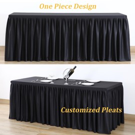 3 Pack Black Polyester Table Clothes for 6 Foot Rectangle Tables, Wrinkle Free Fitted Table Cover with Pleated Ruffle Table Skirt for Party Baby Shower Wedding Birthday Event Display