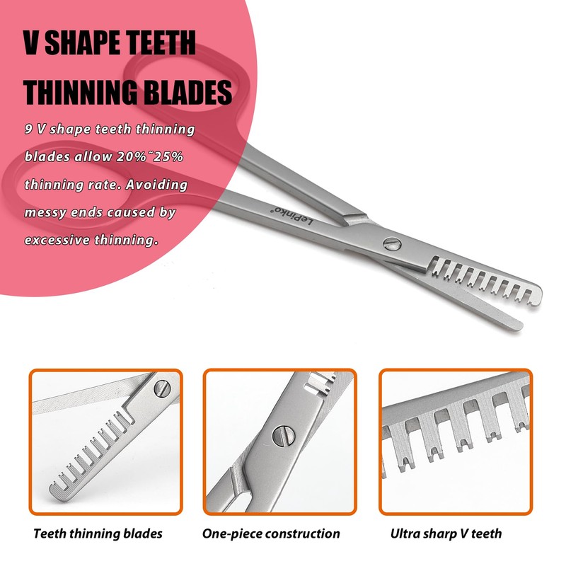 Facial Hair Thinning Scissors, V Teeth Hair Thinning Scissors For