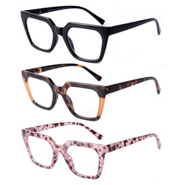 3 Pack Reading Glasses for Women Men Blue Light Blocking with Spring Hinge, Anti Eyestrain/Dryness/UV Eyeglasses, +2.5