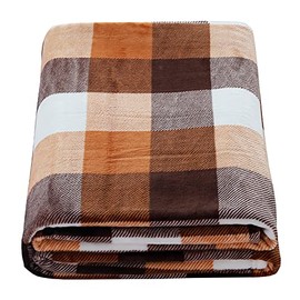 SOCHOW Buffalo Plaid Flannel Fleece Throw Blanket 50 × 60 Inches, Soft Lightweight Cozy All Season Orange Checkered Blanket for Bed, Couch, Car