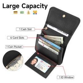 GAEKEAO Small Wallet for Women RFID Blocking Slim Keychian Wallet Floral Vegan Leather Card Holder with ID Window Zip Pocket