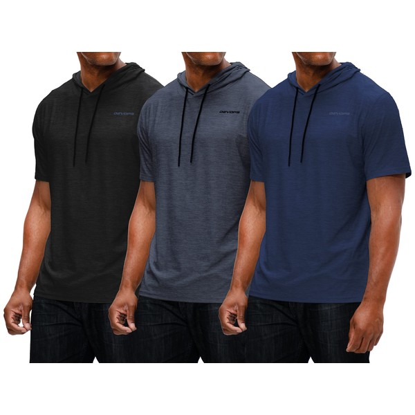 DEVOPS Men's 3 Pack Hoodie Short Sleeve Fishing Hiking Running