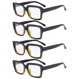 Eyekepper 4 Pack Stylish Reading Glasses Women - Oversized Square Readers Black/Tortoise