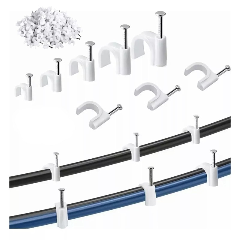 1000pcs Circle Cable Clips with Steel Nail,Clips de Alambre para