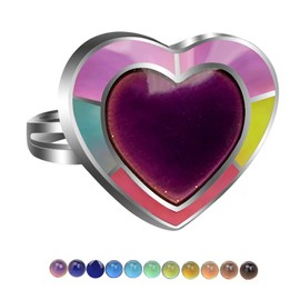 COLORFUL BLING Peace Mood Rings with Moon Love Heart Star Butterfly Pattern Color Changing Luminous Finger Ring for Women Cartoon Jewelry-5pcs