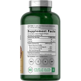 Horbäach Flaxseed Oil Softgels | 3000mg | 300 Count | with Omega 3 6 9 | by Horbaach