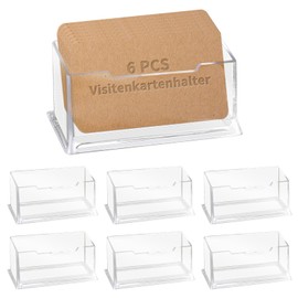 Alethron Business Card Holder, Pack of 6 Business Card Stands, Acrylic Business Card Holder, Business Card Holder, Stand, Business Card, Table Stand, Wall for Office, Home, Collection Organiser