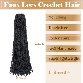 Faux Locs Crochet Hair Soft Locs 30 inch 6 Packs Long Pre Looped Crochet Locs Goddess Locs Crochet Hair For Black Women Braiding Hair Extensions (30 Inch (Pack of 6), 2#)