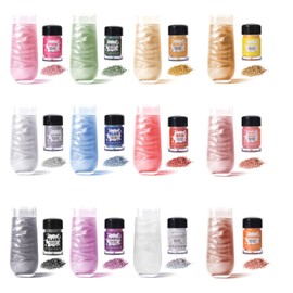 12 Colors Edible Glitter Set for Cocktails - Luster Dust Edible, Food Grade Shimmer Sprinkle Powder for Cakes, Drinks, Wines, Beer, Candy, Cookie, Chocolate, Fondant, Vegan Decoration (5g/Bottle)