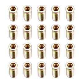 sourcing map Wood Furniture M8x30mm Threaded Insert Nuts Interface Hex Socket Drive 20pcs