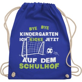 Shirtracer - Gym Bag Backpack - First Day of School & First Day of School Gift - Bye Bye Kindergarten - Kicke School Yard, 01 Royal Blue