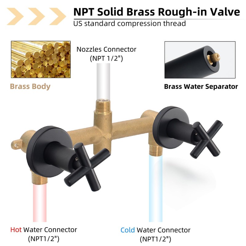 KAPHOME 2 Handle Shower Faucet Set With Handheld Shower Head,Dual