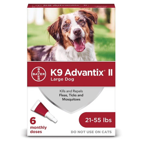 K9 Advantix II Flea and Tick Prevention for Large Dogs (21-55 Pounds), 6 Pack