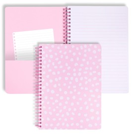 Steel Mill & Co Cute Pink Mini Spiral Notebook, 8.25" x 6.25" Journal with Durable Hardcover and 160 Lined Pages, Pink Dot