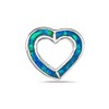 925 Sterling Silver Blue Turquoise-Tone Simulated Opal Open Love Heart
