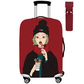 Luggage Cover Cool Girl Suitcase Cover Elastic Protector Sets For 18-32 Inch Suitcase Travel Accessories, Barbecue Girl, M, Modern