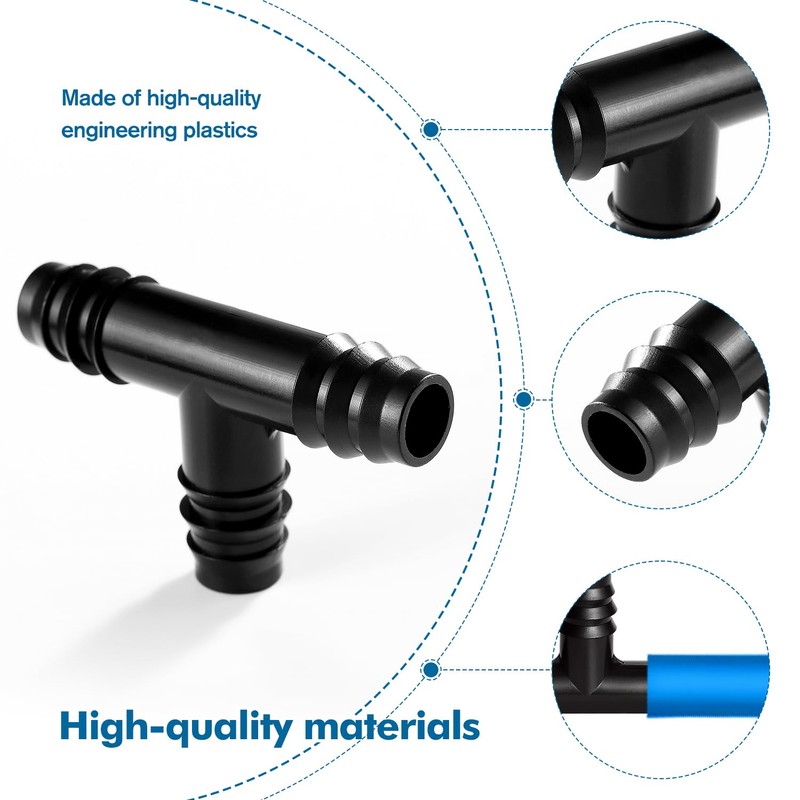 VooGenzek 20 PCS 16mm Garden Barbed Connector, Plastic Drip Irrigation