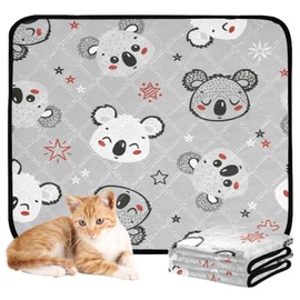 YETTASBIN Cute Koala Washable Reusable Dog Cat Pee Pad, Pet Creat Mat with Non-Slip Bottom for Large Small Medium Dogs Cats, Absorption Leakproof Pet Training Pad for Food and Water, M+L