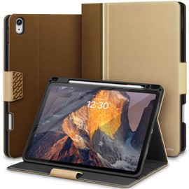 KingBlanc for Air 13-inch Case (M3 2025/M2 2024) with Built-in Pencil Holder, PU Leather Durable Protective Stand Folder Cover, Auto Wake/Sleep, Multi-Angle for Viewing/Typing, Magnetic Clasp, Beige