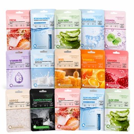 Mascarillas Faciales Coreanas Surtidas  Pack de 15 Piezas Hidratantes con Extractos Naturales  Skincare Coreano K-Beauty para Cuidado del Rostro      