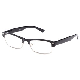 IG Unisex Half Frame Stylish Designer Inspired High Fashion Spring Temple Clear Lens Glasses in Black