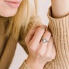 Fashion Stainless Steel Created Moonstone Wedding Engagement Solitaire Ring (Silvery,