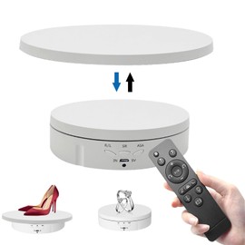 Tokenhigh Motorized Rotating Display Stand, 2 In 1 Electric Rotating Turntable, 360 Degree Rotating Platform, 10KG Load Rotating Display Table for Jewelry, Watch, Digital Product Exhibitions(WHITE)