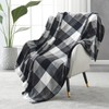 SOCHOW Flannel Fleece Blanket 127cm×150cm, All Season Plaid Black/White Blanket