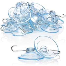 com-four® 20x Universal Suction Cup Holders with Metal Hooks - Suction Cups for Hanging Fairy Lights, Towels, Decorations (Ø 4.5cm - 20 Pieces)