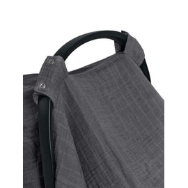 Huxie Denmark - Muslin Baby Car Seat Cover for Boys and Girls – 100% Organic Cotton Car Seat Canopy with Perfect Fit for Baby Carrier - 43 x 31 (Soft Grey)