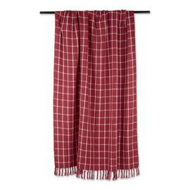 DII Transitional Checked Plaid Woven Throw, 50x60, Barn Red