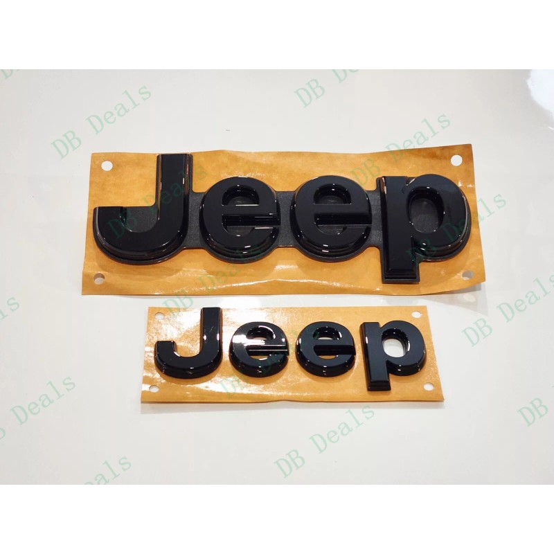 Grand Cherokee 2PC Gloss Black Front Rear Jeep Emblems Badge