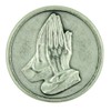 Praying Hands Pocket Token Silver Tone Devotional with Serenity Prayer