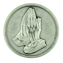 Praying Hands Pocket Token Silver Tone Devotional with Serenity Prayer by Lumen Mundi
