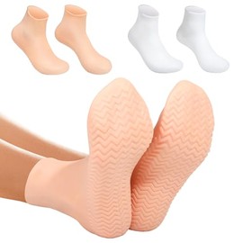 Calcetines hidratantes de silicona para pies secos y agrietados, 2 pares, tamaño XL, calcetines de talón antideslizantes para mujeres y hombres, pedic