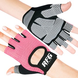 Repton Fitness Gears Gym Gloves with Wrist Strap, Weight Lifting Gloves Breathable Mesh Back & Antislip Padding on Palms (Pink, L)