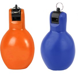 HIDOSNG 2Pcs Squeeze Whistle | Portable Referee Loud Sports Whistles,Portable Outdoor Gear, Emergent Whistles for Football, School, Game Playing, Trekking, Camping, Basketball, Hiking（Orange/Blue）