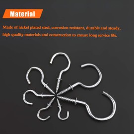 HELIFOUNER 120 Pieces 7 Sizes Cup Screw Hooks, Silver, Screw-in Hooks, Ceiling Hooks, Self-Tapping Screws Hooks, Hanging Hooks, Screw Hooks Kit (1/2", 5/8", 3/4", 7/8", 1'', 1-1/4", 1-1/2")