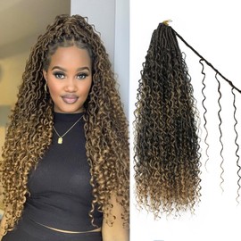 Haftaluv Boho Faux Locs Crochet Hair 9 Packs Long Goddess locs 24 Inch Boho Soft Locs With Curly Ends Pre Looped Bohemian River Loc Crochet Hair For Women (24 inch,T27)